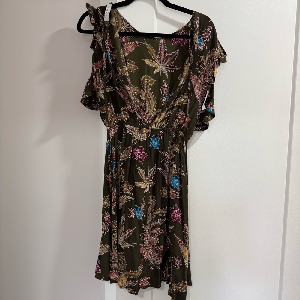 Sandro Olive Floral Mini Dress size 1